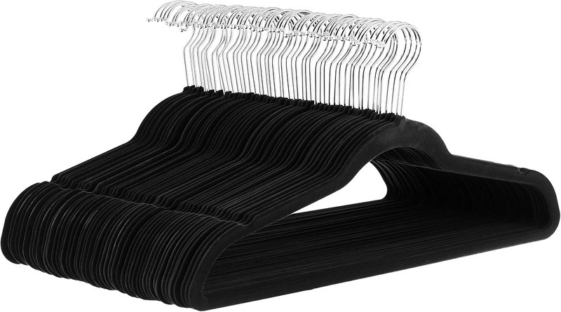 Stack of black velvet hangers