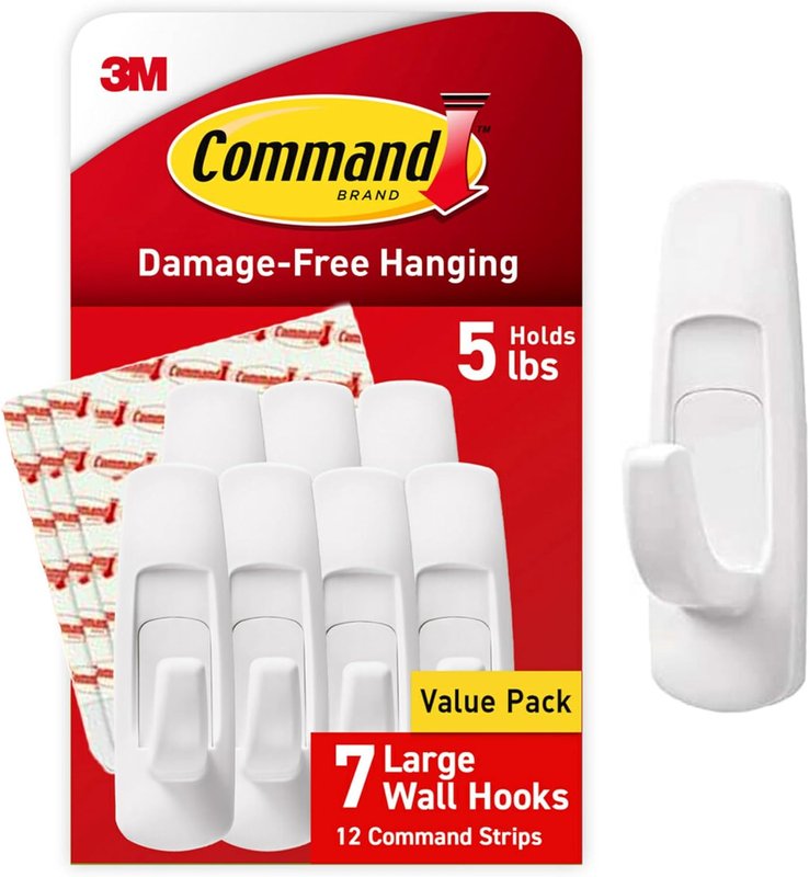 Pack of white Command adhesive utility hooks