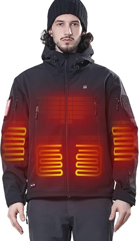 Black DEWBU soft-shell heated jacket