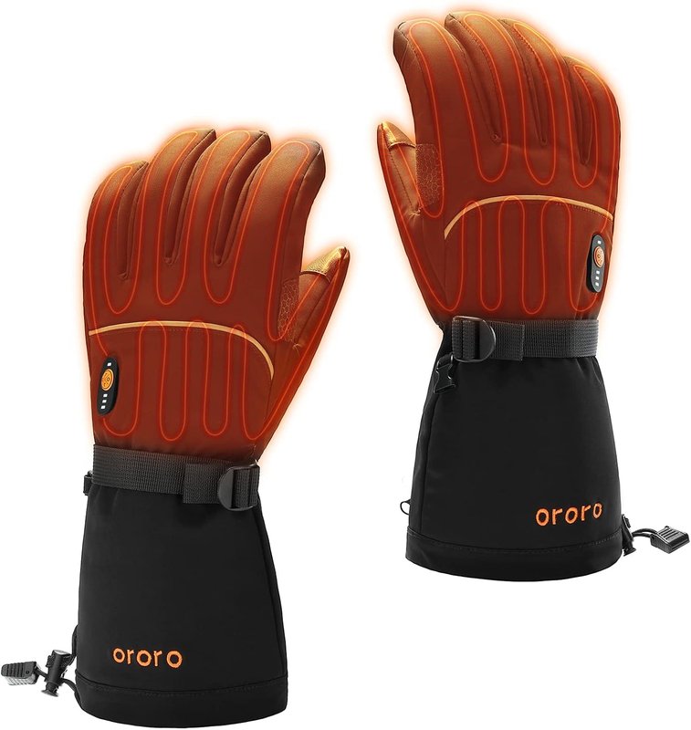 Black and orange ORORO heated gloves