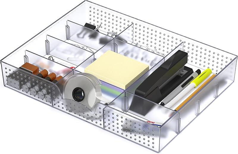 Clear drawer tray with divided compartments
